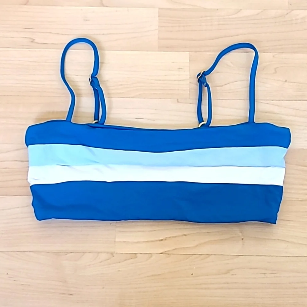 L*Space Rebel Stripe Bikini Top Beautiful Mediterranean-Cream-Pool Size S/P